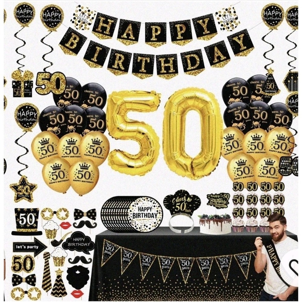 50Th Birthday Decorations for Men Women with Happy 50Th Birthday Decorations Ban